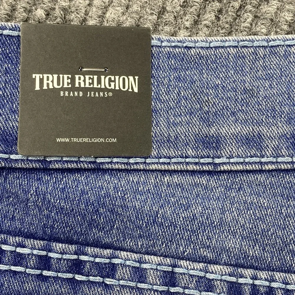 True Religion Geno Relaxed Slim Jeans Mens 38 Blue Denim Big T Stitch Y2K